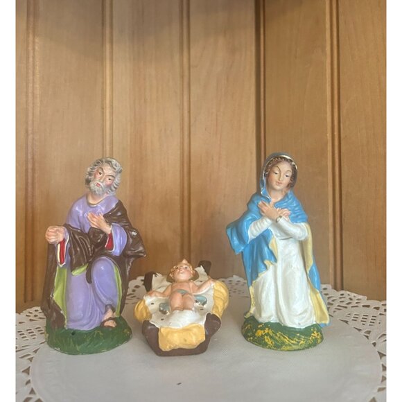 Vintage Italian Paper Mache Nativity Scene Baby Jesus Mary Joseph Shepherd Wise - Picture 5 of 7
